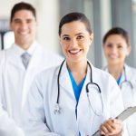 group of medical workers portrait in hospital