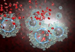3D generated illustration of HIV Aids virus cells for medical science background